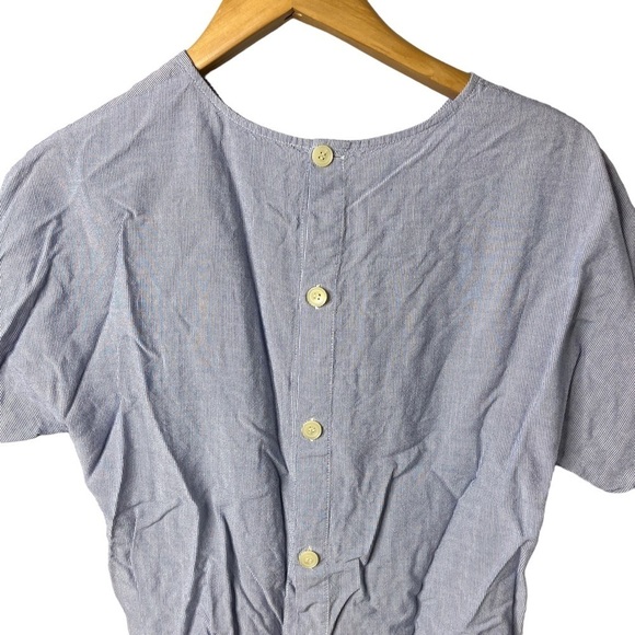 Madewell Tie Front Top Stripe Size Medium Blue Button Back Style G7350 - Picture 4 of 8